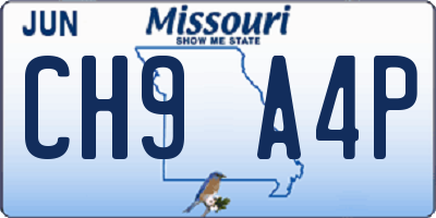 MO license plate CH9A4P