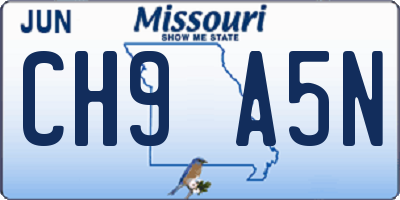 MO license plate CH9A5N