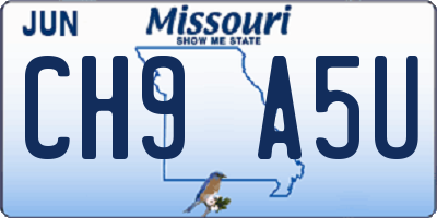 MO license plate CH9A5U