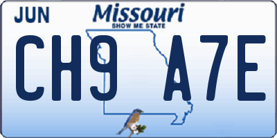 MO license plate CH9A7E