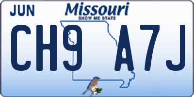 MO license plate CH9A7J