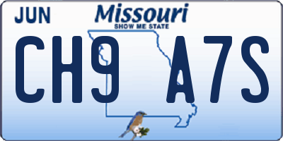 MO license plate CH9A7S