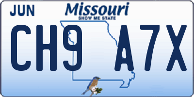 MO license plate CH9A7X