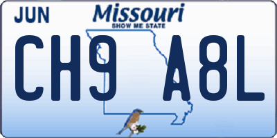 MO license plate CH9A8L
