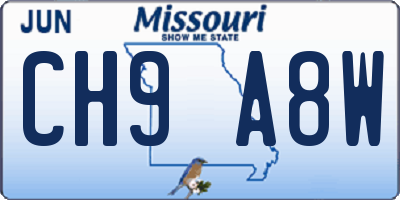 MO license plate CH9A8W