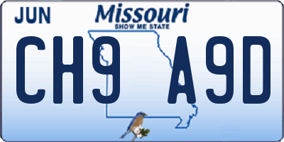 MO license plate CH9A9D