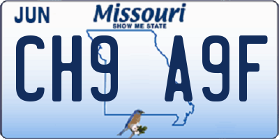 MO license plate CH9A9F