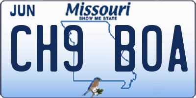 MO license plate CH9B0A
