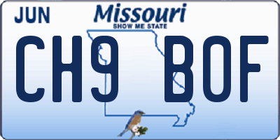 MO license plate CH9B0F
