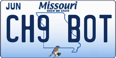MO license plate CH9B0T