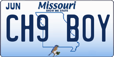 MO license plate CH9B0Y