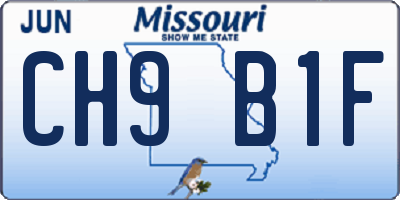 MO license plate CH9B1F
