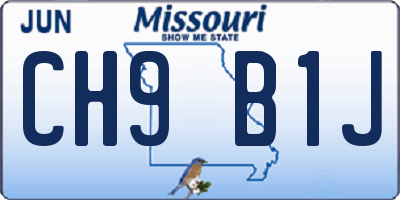 MO license plate CH9B1J