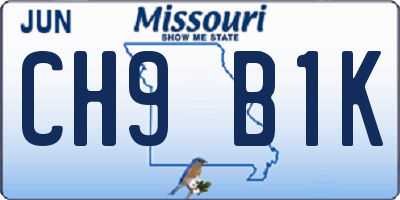 MO license plate CH9B1K
