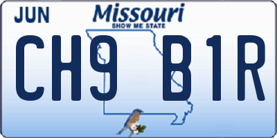 MO license plate CH9B1R