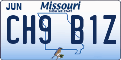 MO license plate CH9B1Z