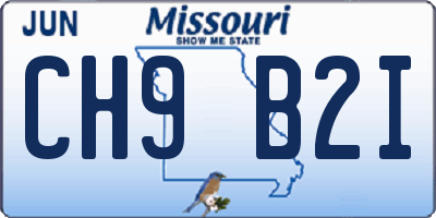 MO license plate CH9B2I