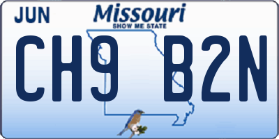 MO license plate CH9B2N