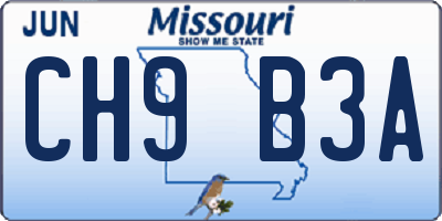MO license plate CH9B3A