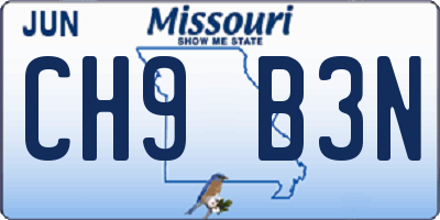 MO license plate CH9B3N