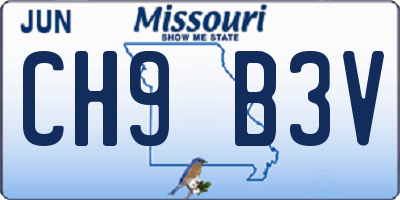 MO license plate CH9B3V