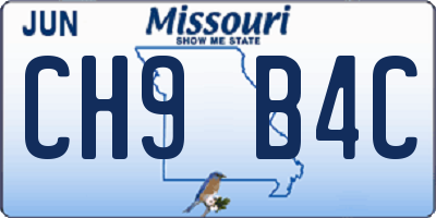 MO license plate CH9B4C