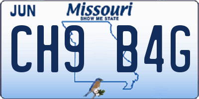 MO license plate CH9B4G