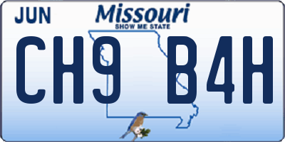 MO license plate CH9B4H