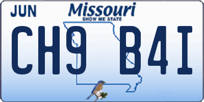 MO license plate CH9B4I
