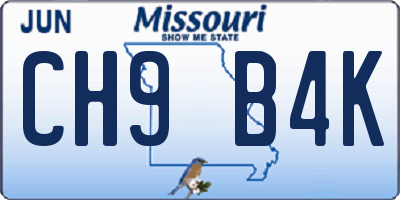 MO license plate CH9B4K
