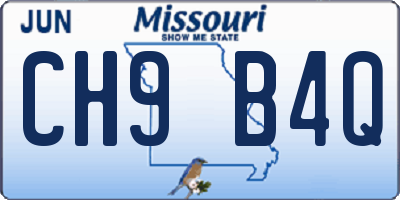 MO license plate CH9B4Q