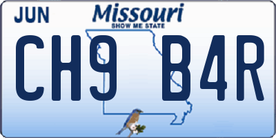 MO license plate CH9B4R