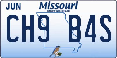 MO license plate CH9B4S