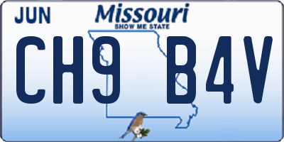 MO license plate CH9B4V