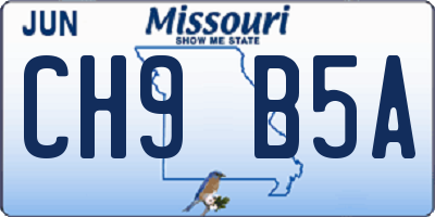 MO license plate CH9B5A