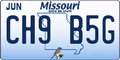 MO license plate CH9B5G