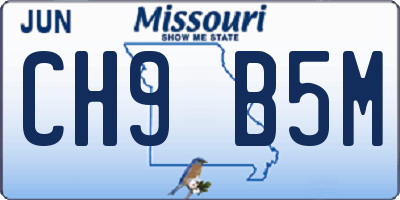 MO license plate CH9B5M