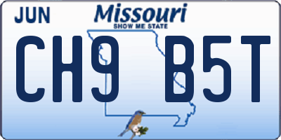 MO license plate CH9B5T