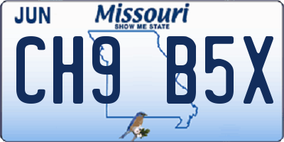 MO license plate CH9B5X