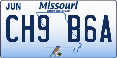 MO license plate CH9B6A