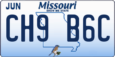 MO license plate CH9B6C