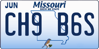 MO license plate CH9B6S