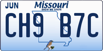 MO license plate CH9B7C