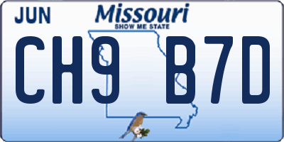 MO license plate CH9B7D