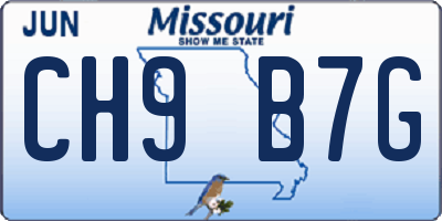 MO license plate CH9B7G