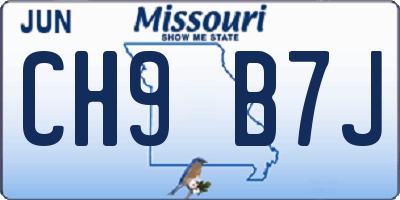 MO license plate CH9B7J
