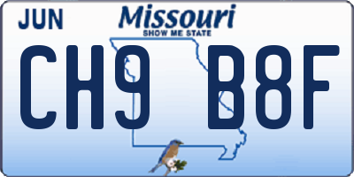 MO license plate CH9B8F