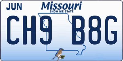 MO license plate CH9B8G