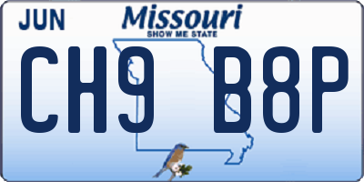 MO license plate CH9B8P