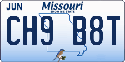 MO license plate CH9B8T